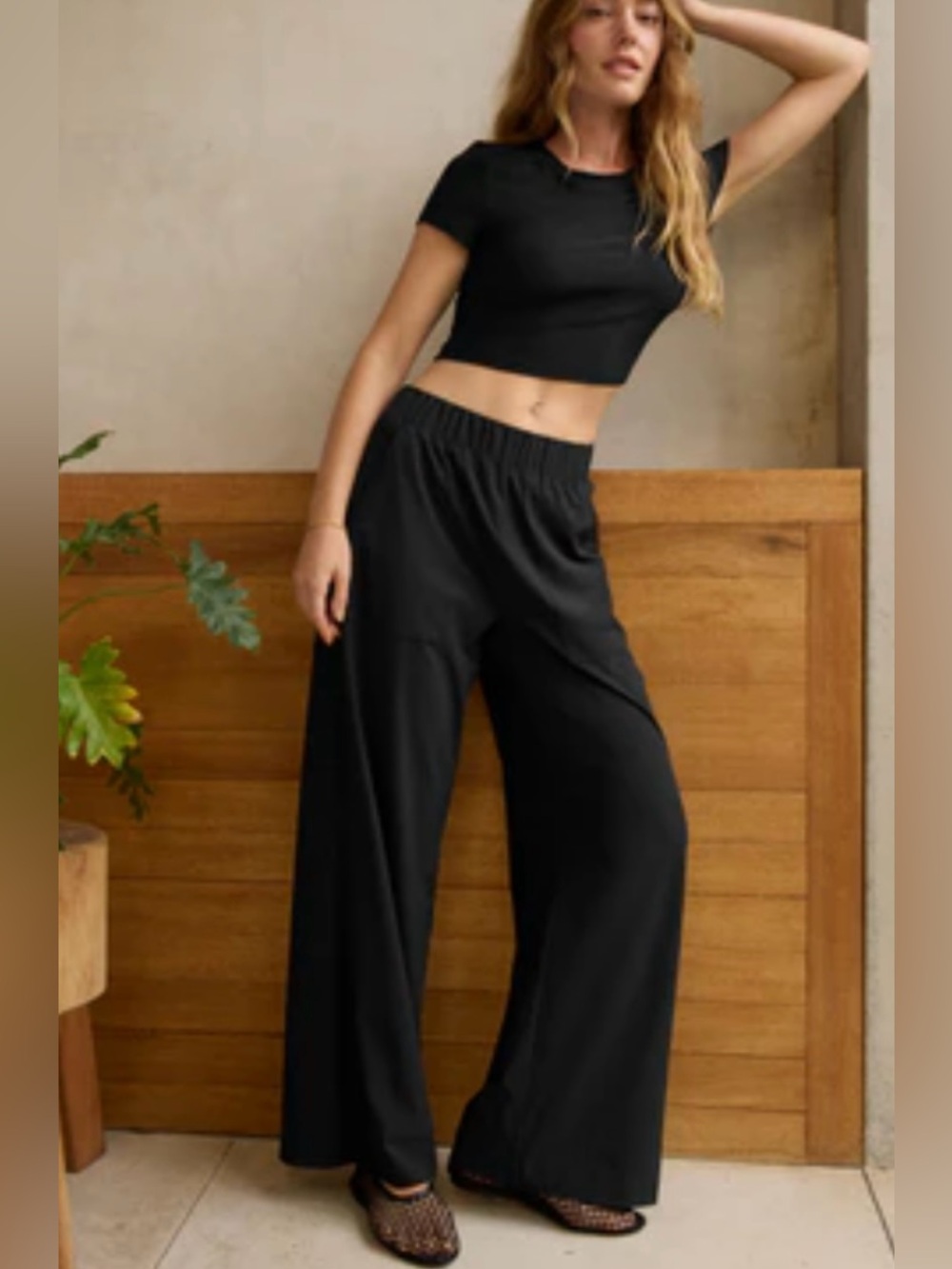 NEW $128 BEYOND YOGA Easy Wide-Leg Pants in Black Size XS / Small